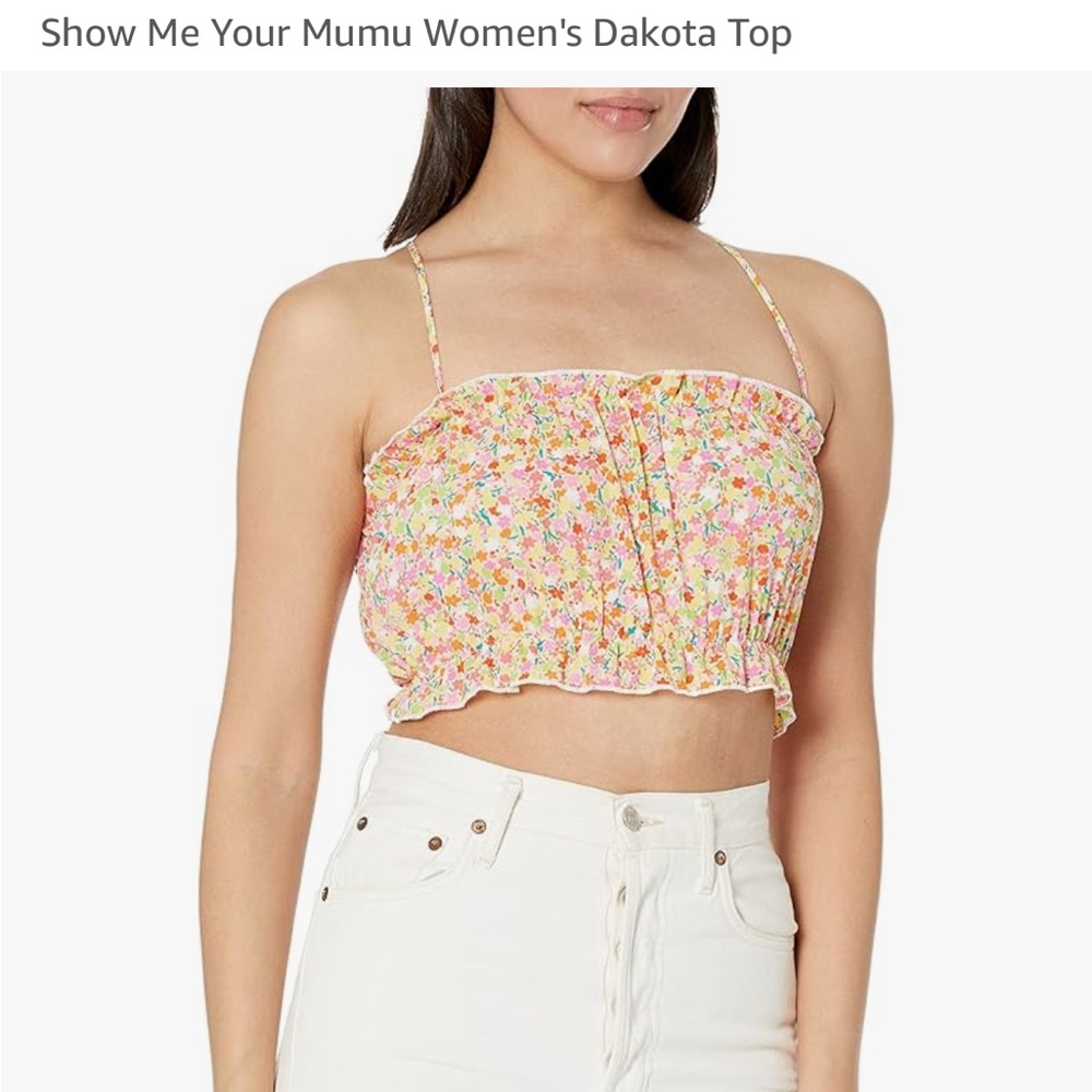 NWT Show Me Your MuMu Bright Floral Crop Top w/ Adjustable Straps & Corset Back
